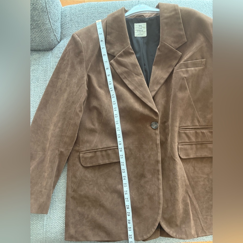 Free People we the free Papercut Faux Suede Blazer Brown Size Large - Picture 11 of 14